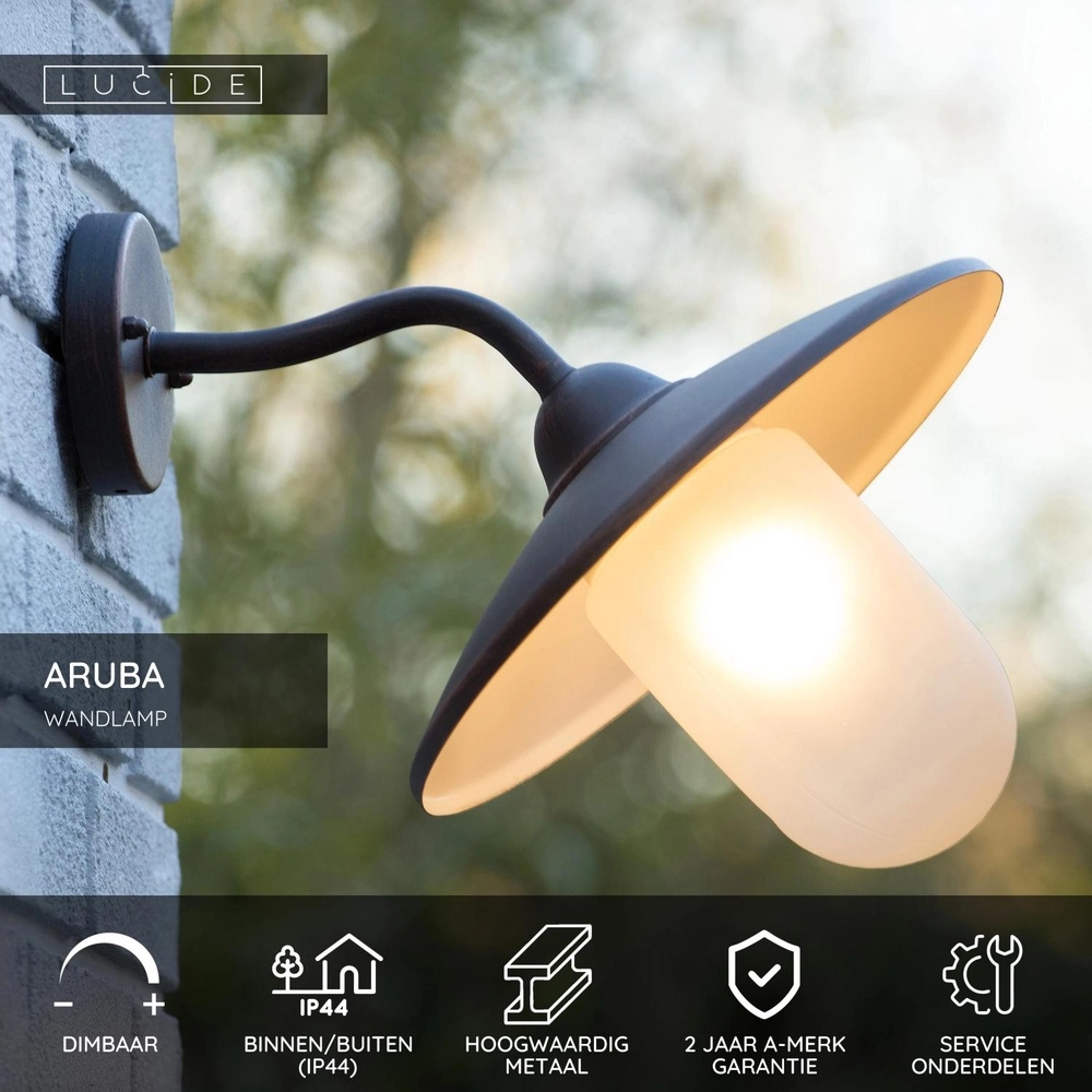 Landelijke wandlamp Aruba roestbruin Ø 30cm Lucide 5411212113474