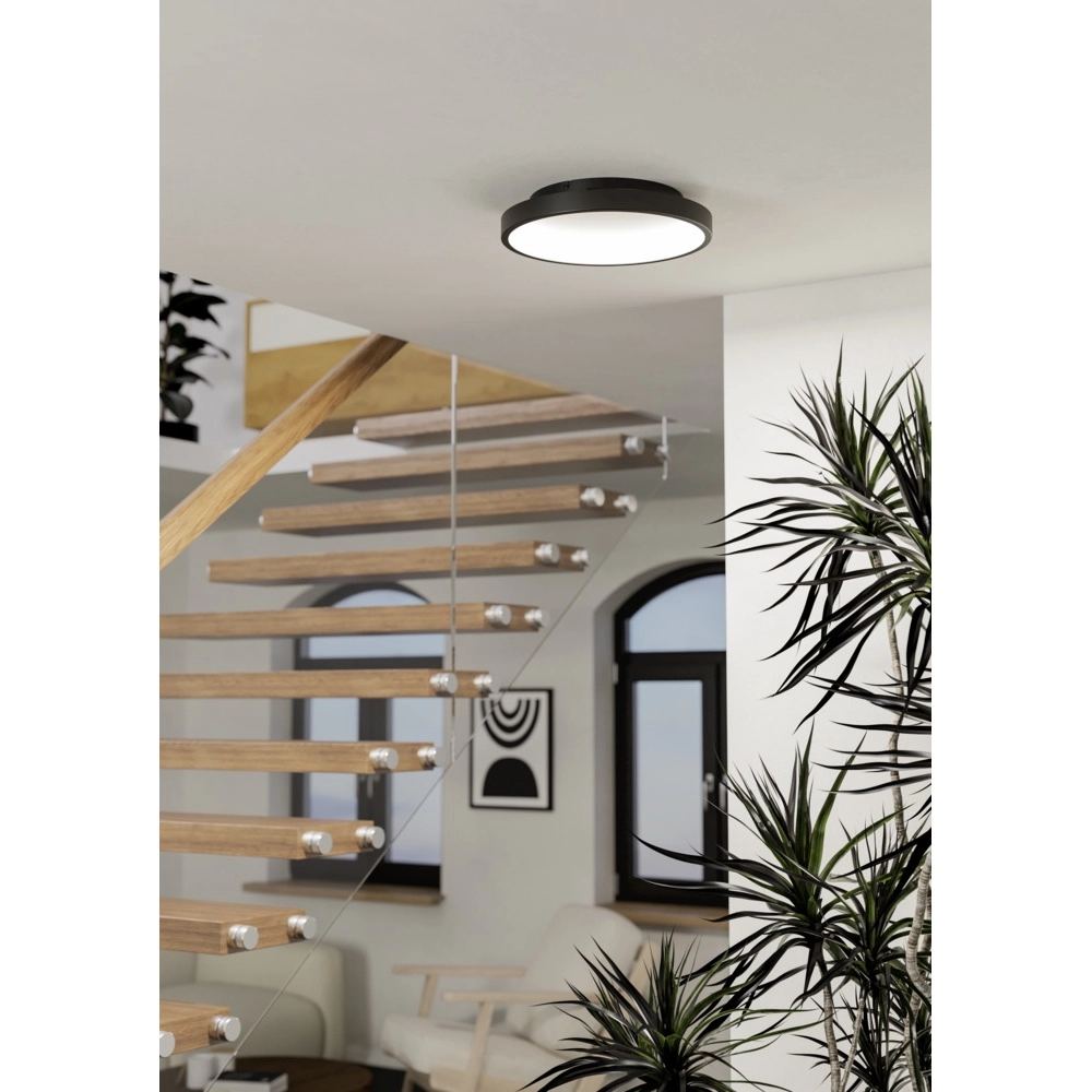 Ronde plafondlamp Loretello-Z smart zwart Eglo 9008606358243
