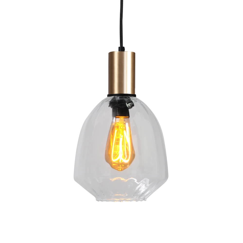 3-lichts hanglamp - goud - Porto met Nicolette glazen Masterlight 8718121270081