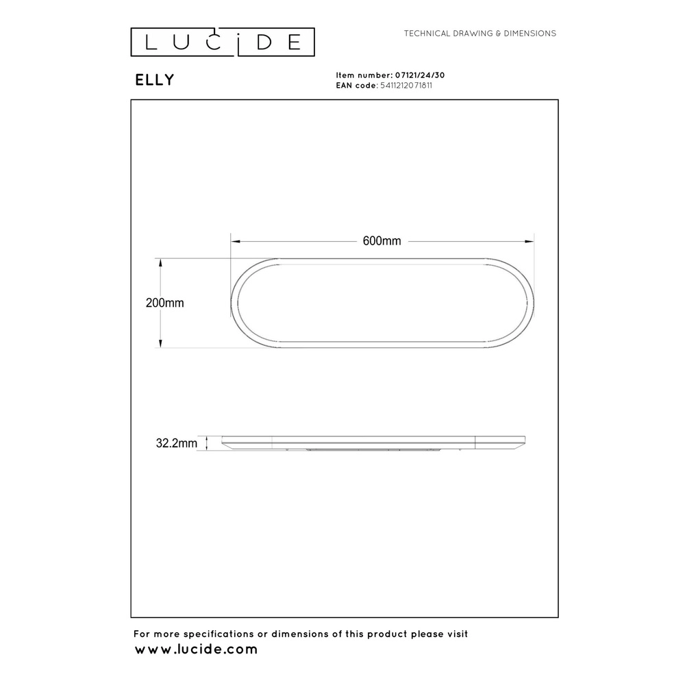 Ovale plafonniere Elly zwart 24W Lucide 5411212071811