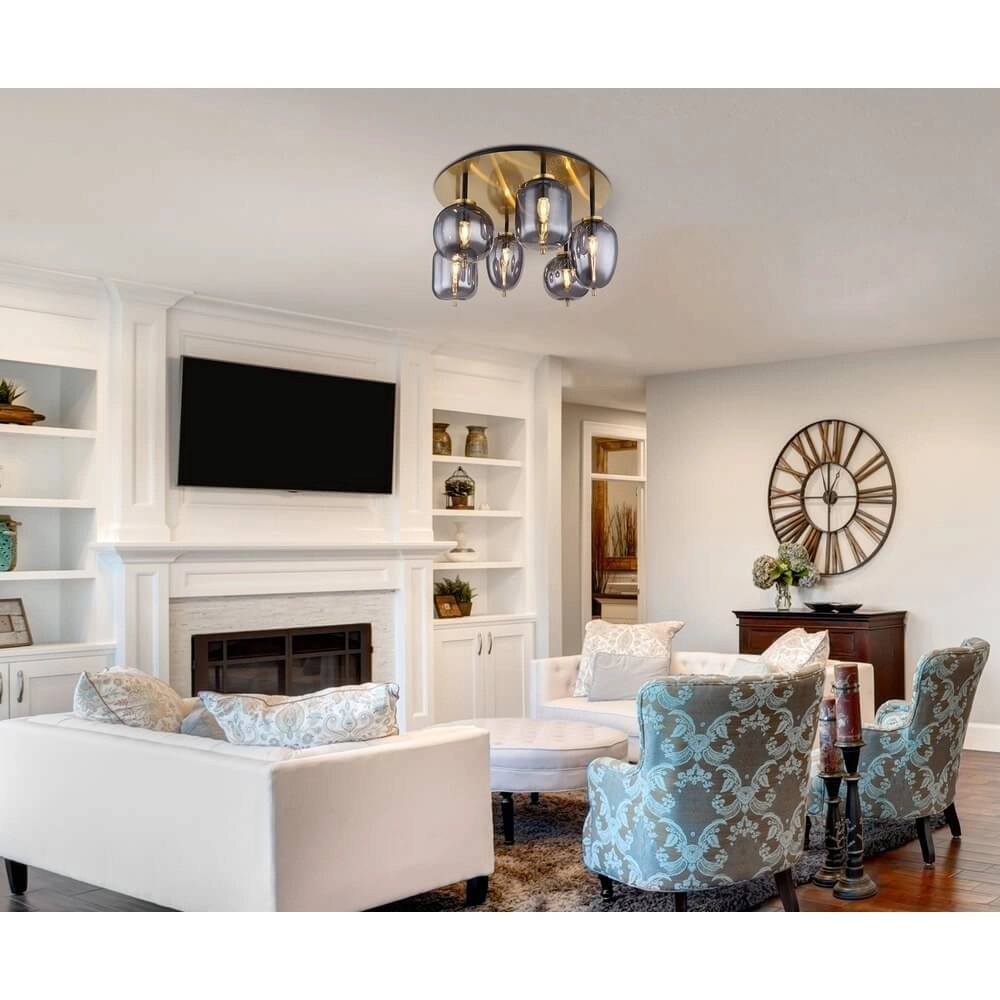 Gouden plafondlamp Blacky I 6-lichts Globo 9007371433490