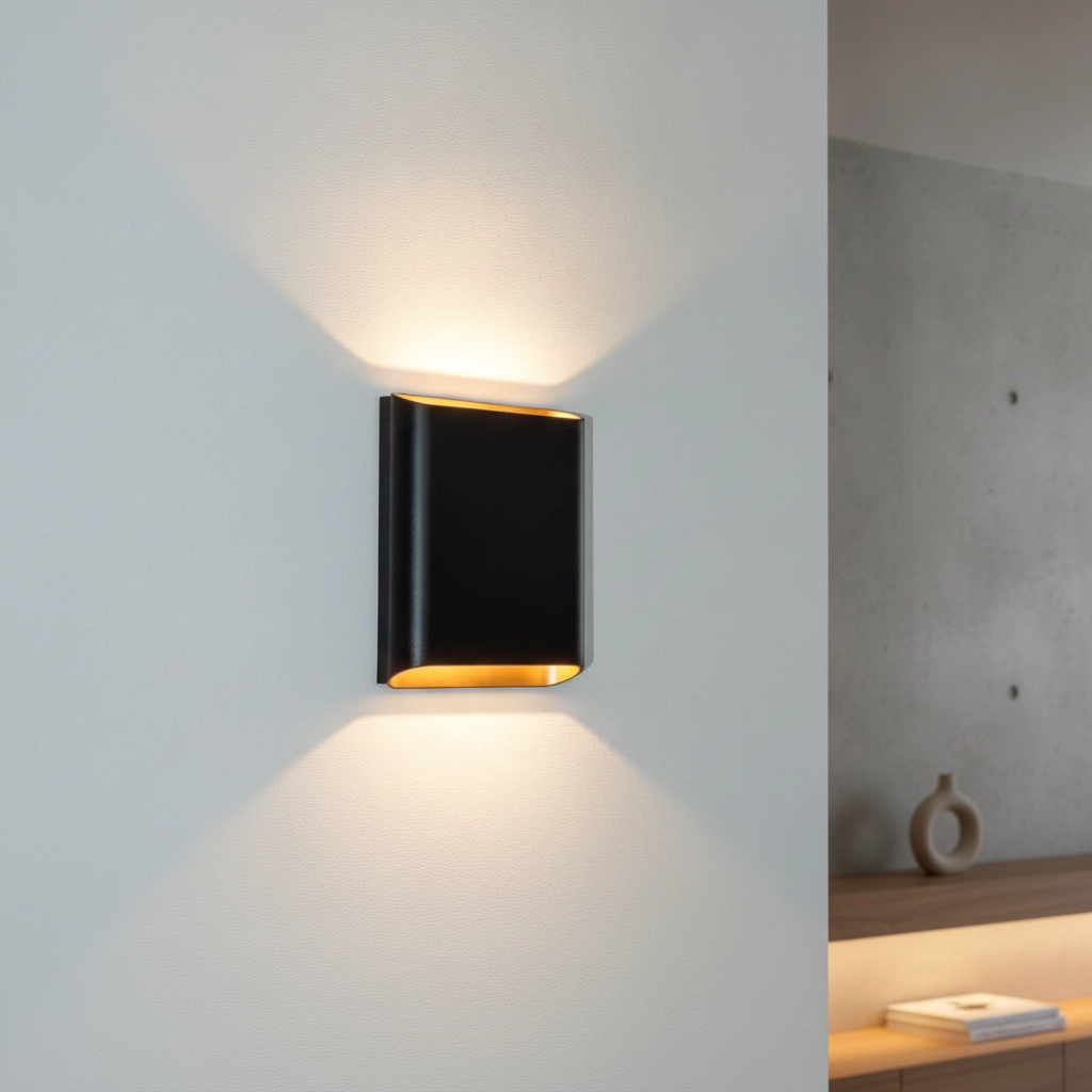 Wandlamp Diaz L Zwart met goud