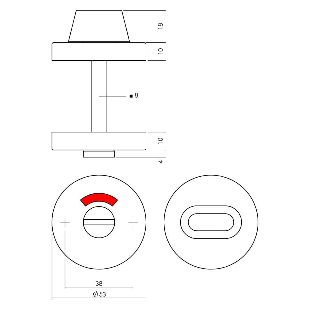 WC-sluiting Tira rond messing getrommeld Ø 53mm Intersteel 8714186696804