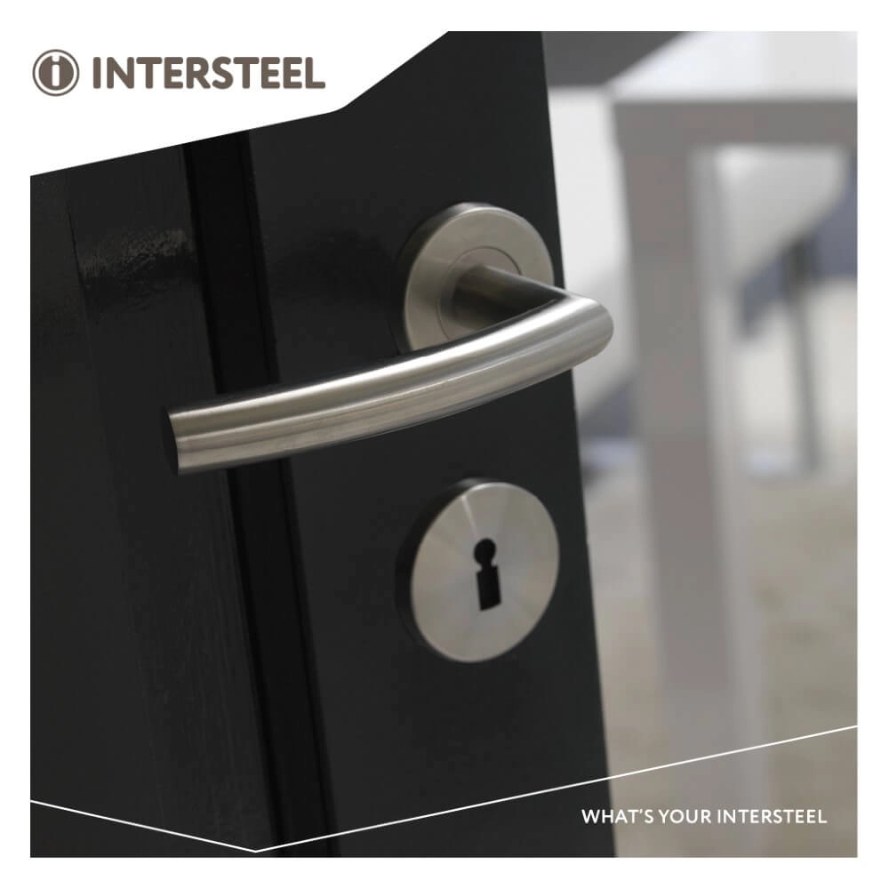 Deurklink Rond 90 op rozet RVS Intersteel 8714186130070