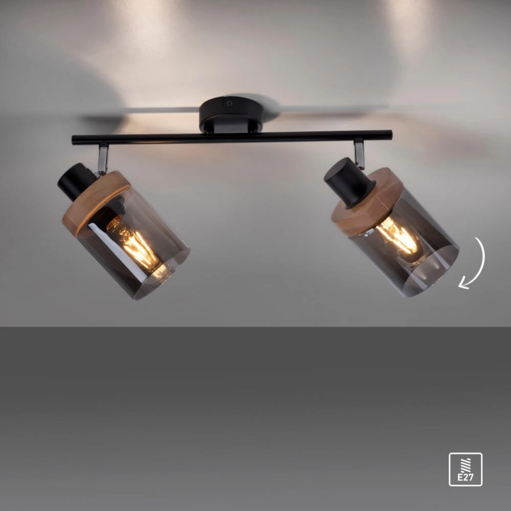 Plafondlamp Pasqual 2-lichts zwart Just Light 4043689986117