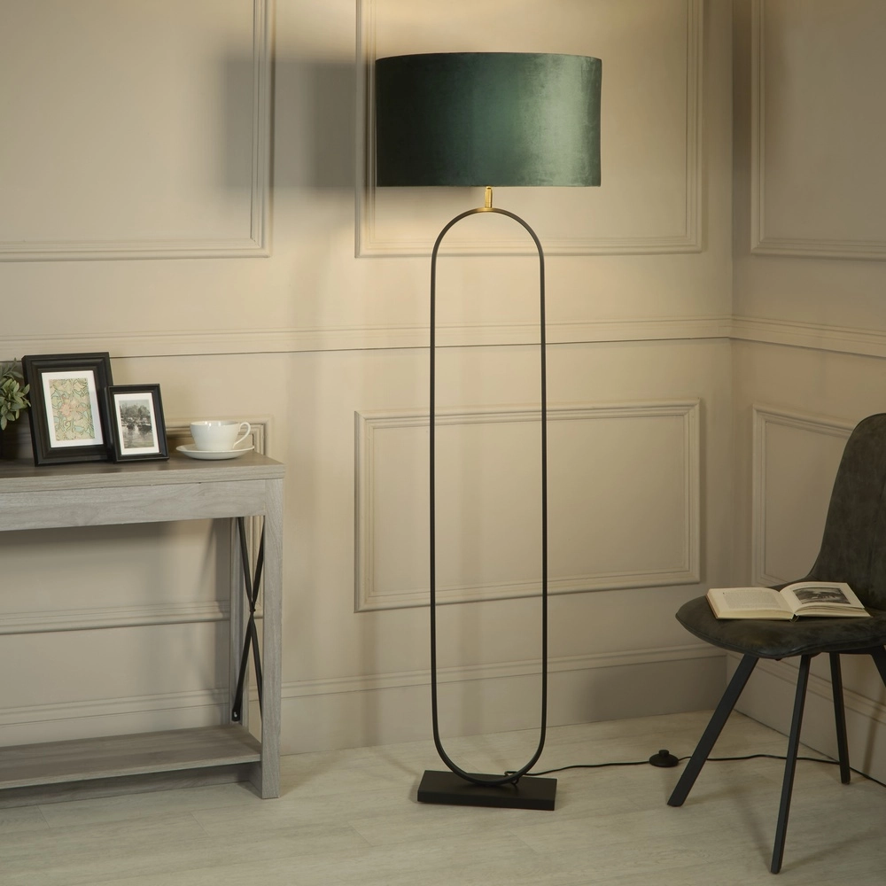 Vloerlamp Modish zwart met groene kap Searchlight 5053423307558