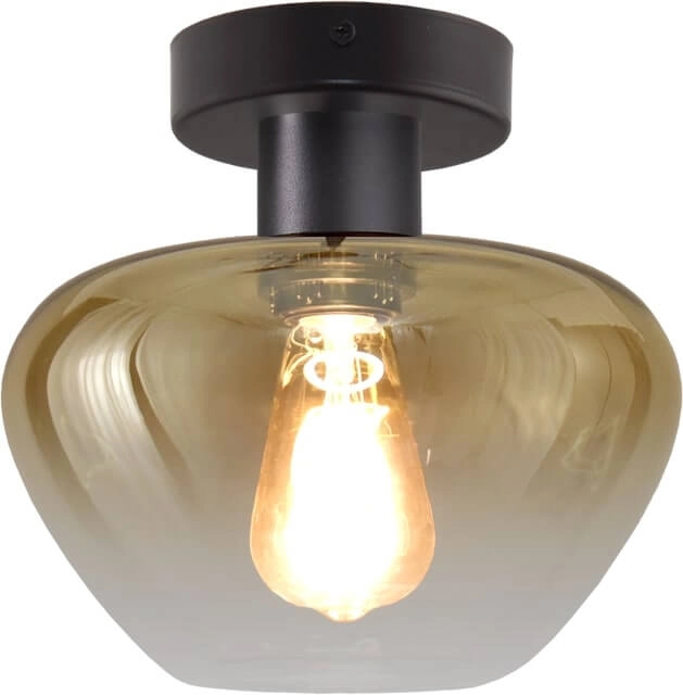 Plafondlamp Genua zwart met goud glas Ø 24cm