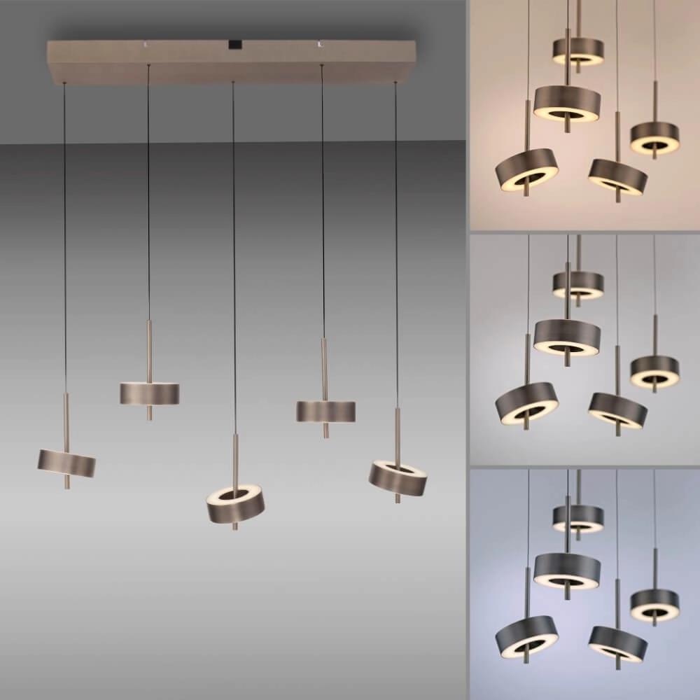 5-lichts hanglamp Q-Rotate bruin modern Paul Neuhaus 4012248383179