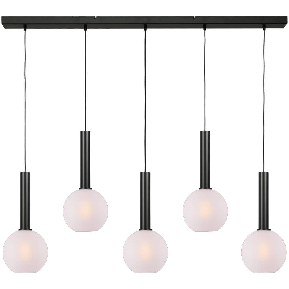 5-lichts hanglamp Bella 2 met wit glas 5-lichts hanglamp Bella 2 met wit glas