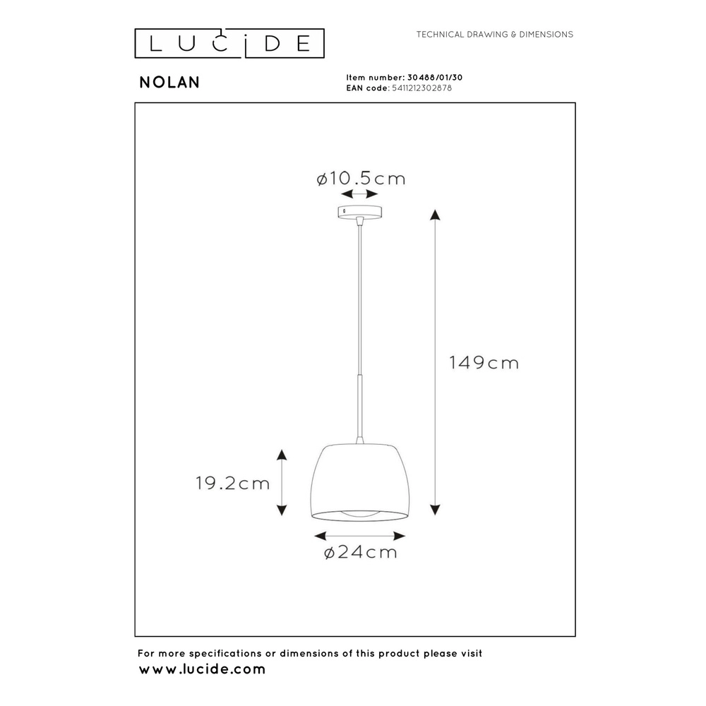 Hanglamp Nolan Ø 24cm zwart Lucide 5411212302878