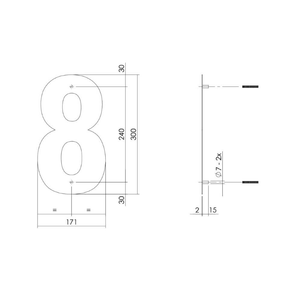 Huisnummer 8 XL Numbra 30cm zwart Intersteel 8714186503355
