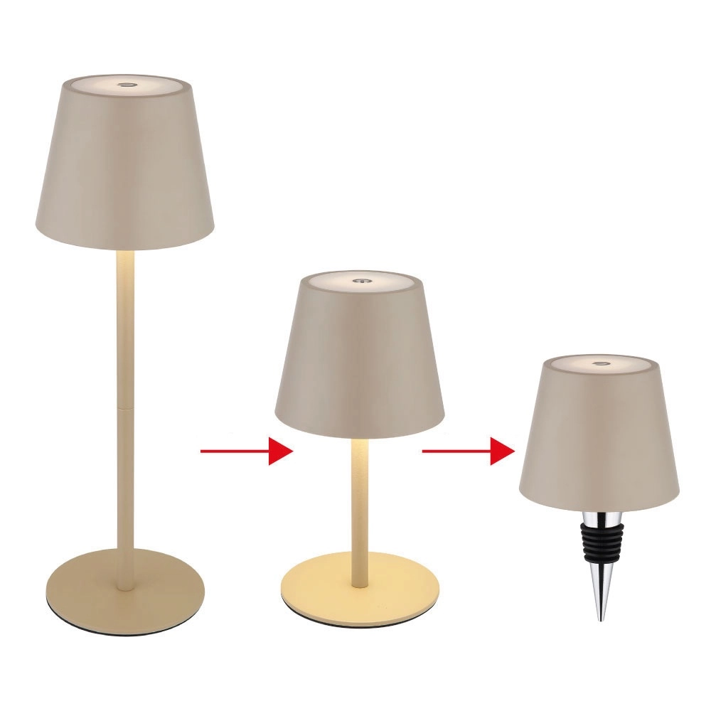 Moderne tafellamp Vannie I zand bruin ook voor fles oplaadbaar Globo 9007371468805