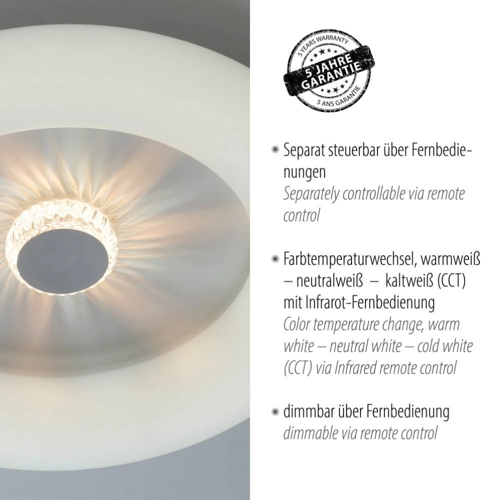 Ronde plafondlamp Vertigo wit Ø 50cm Just Light 4043689992408