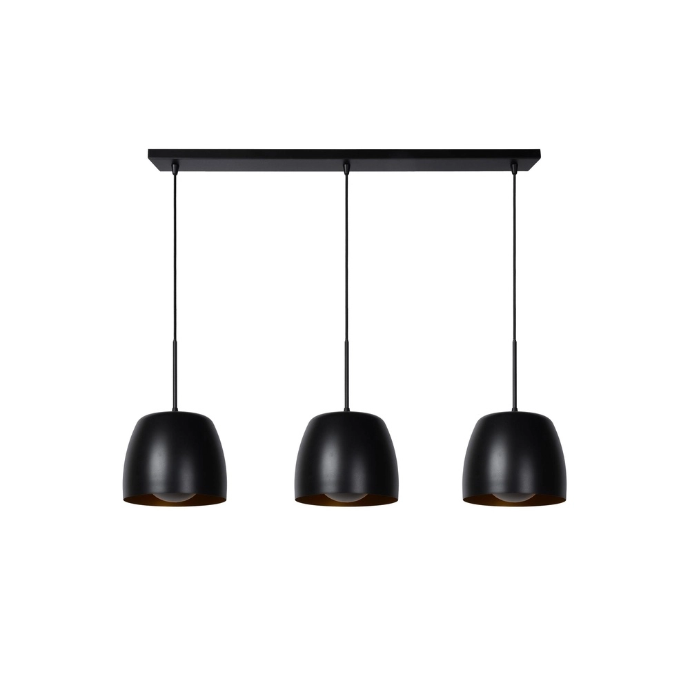 3-lichts hanglamp Nolan zwart
