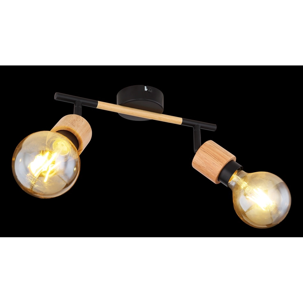 Plafondlamp Jorna 2-lichts zwart met hout Globo 9007371402281