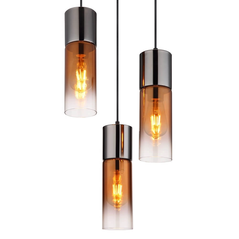 Strakke hanglamp Annika 3-lichts gunmetal rond Globo 9007371468157