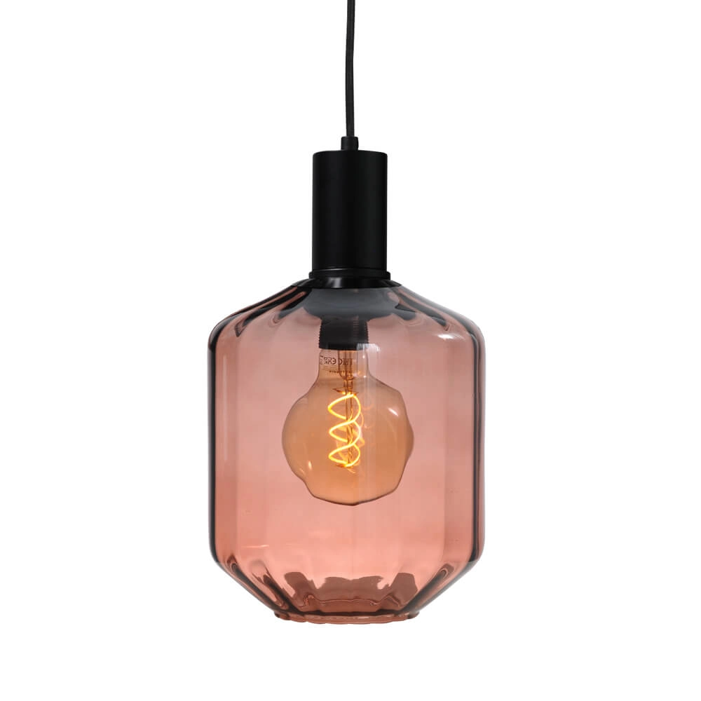 3-lichts hanglamp - zwart - Porto met Jagger red glazen - Ø 24cm Masterlight 8718121269535