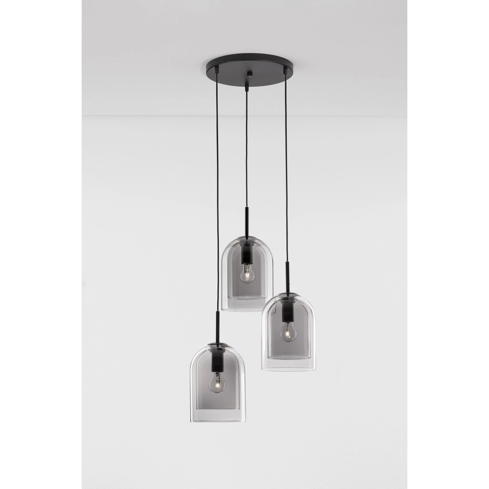 Hanglamp Velor 3-lichts zwart rond