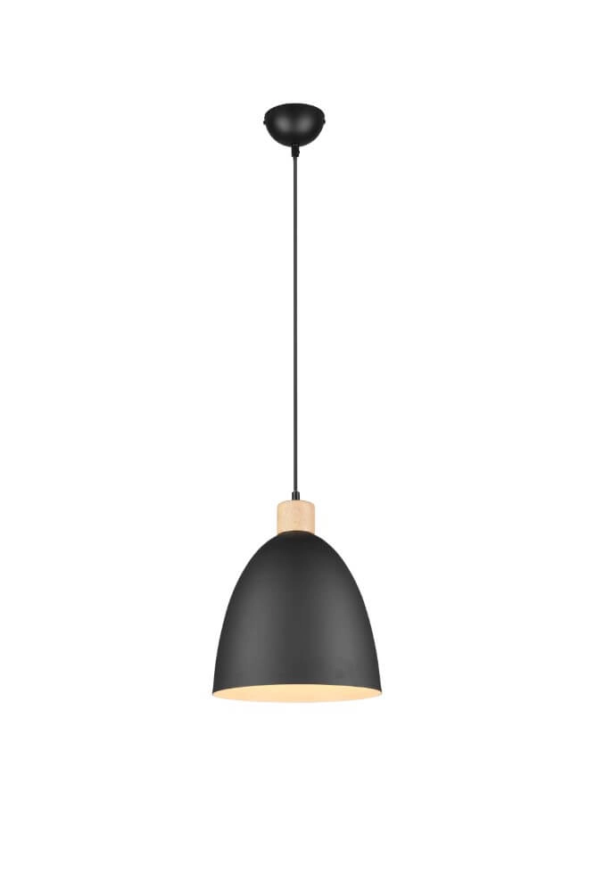 Hanglamp Jagger zwart met houtbruin Hanglamp Jagger zwart met houtbruin