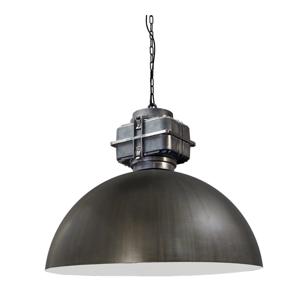 Gunmetal industrie hanglamp Industria 80 Block met wit