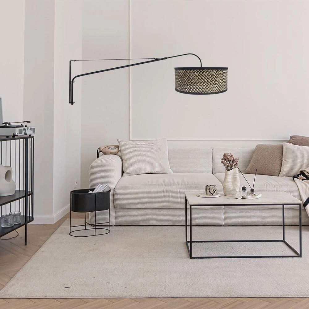 Wandlamp Elegant Classy zwart met bamboe Steinhauer 8712746171983