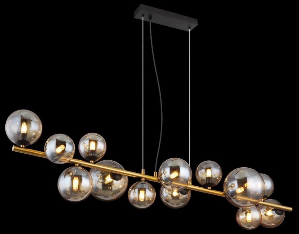 Gouden hanglamp Riha design met amber glas Globo 9007371448838