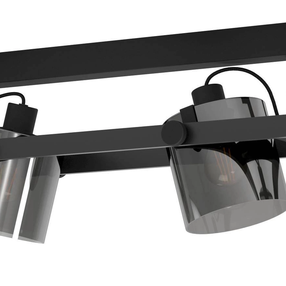 4L plafondlamp Hornwood 2 zwart met smoke glas Eglo 9002759436711