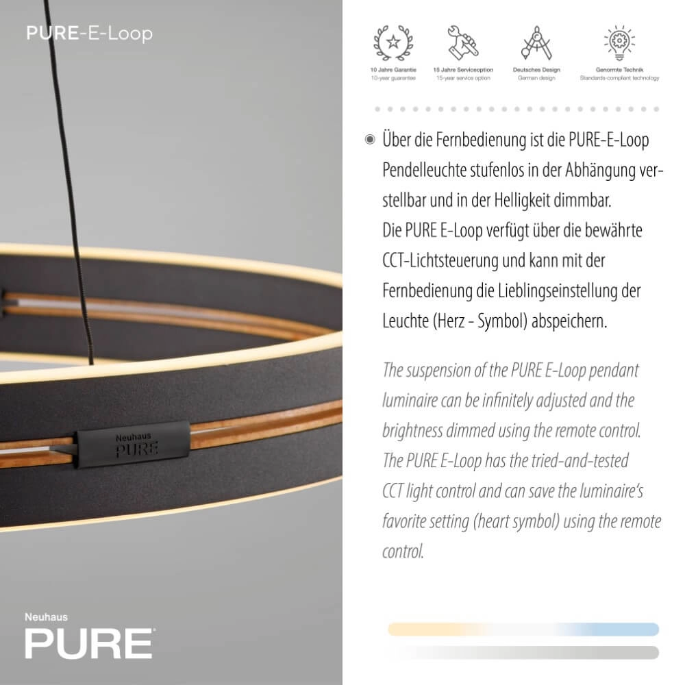 Strakke hanglamp Pure E-Loop zwart Paul Neuhaus 4012248386224