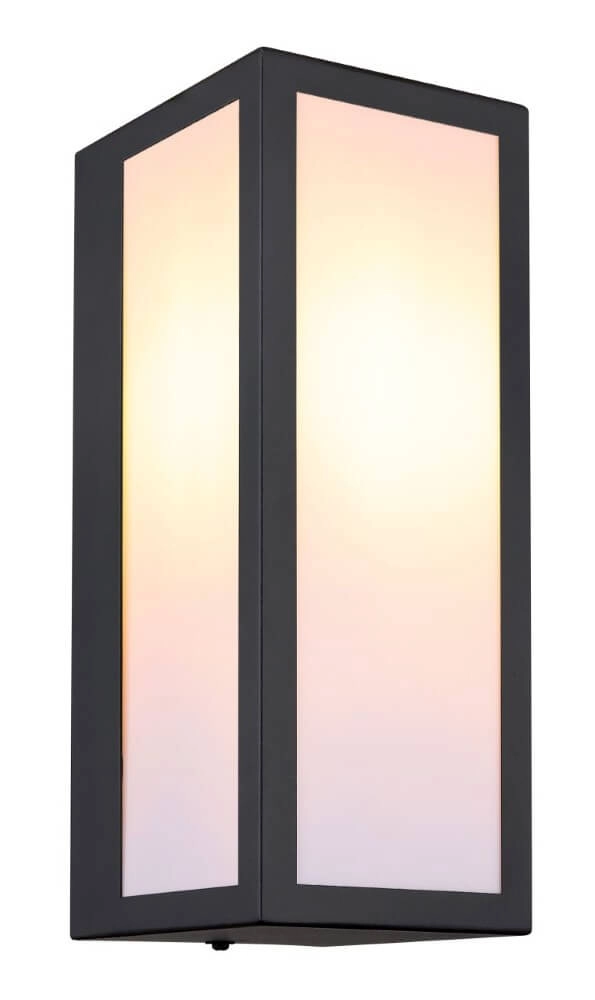 Zwarte wandlamp Gundula melk glas