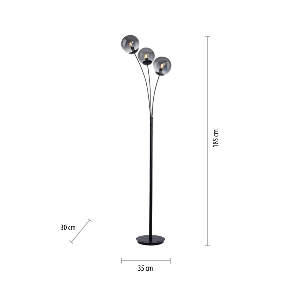 Zwarte vloerlamp Big Widow 3-lichts Just Light 4043689988388