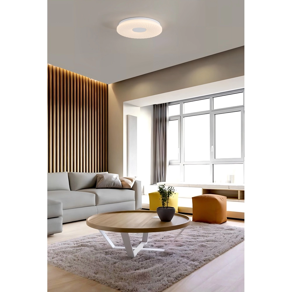 Plafonniere Halolux chroom en wit Searchlight 5053423300030