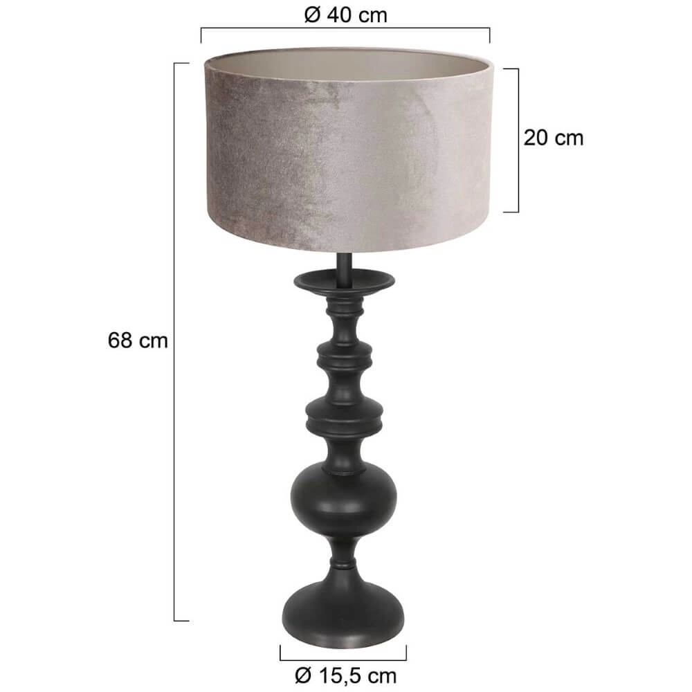 Klassieke schemerlamp Lyons C met taupe velours kap Steinhauer 8712746166743