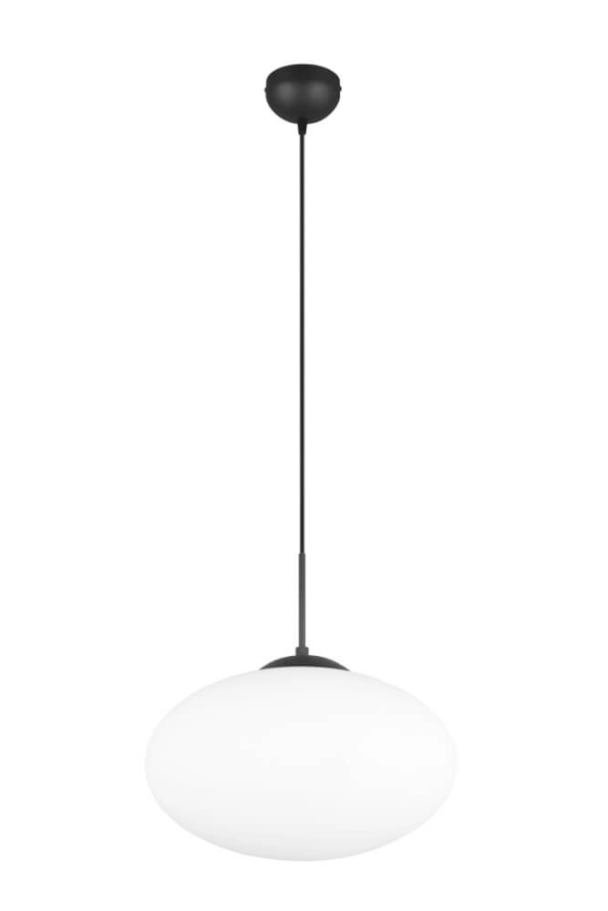 Ovale hanglamp Fomento Ø 40cm - zwart met wit glas Trio 4017807616224