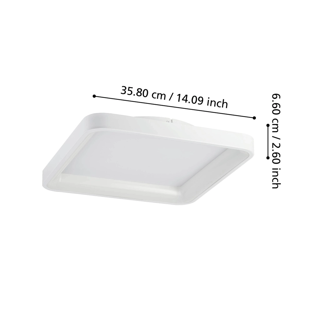 Strakke led plafonnière Loretello 35x35cm - wit Eglo 9008606316427