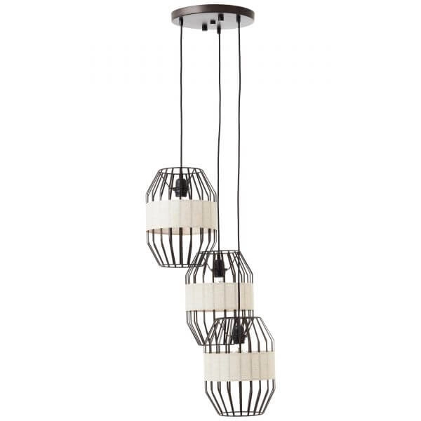 Hanglamp Slope 3-lichts zwart met zandkleur Brilliant 4004353394652