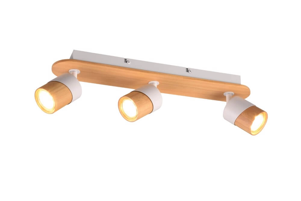 Plafondlamp hout met wit Aruni 3-lichts Trio 4017807565676