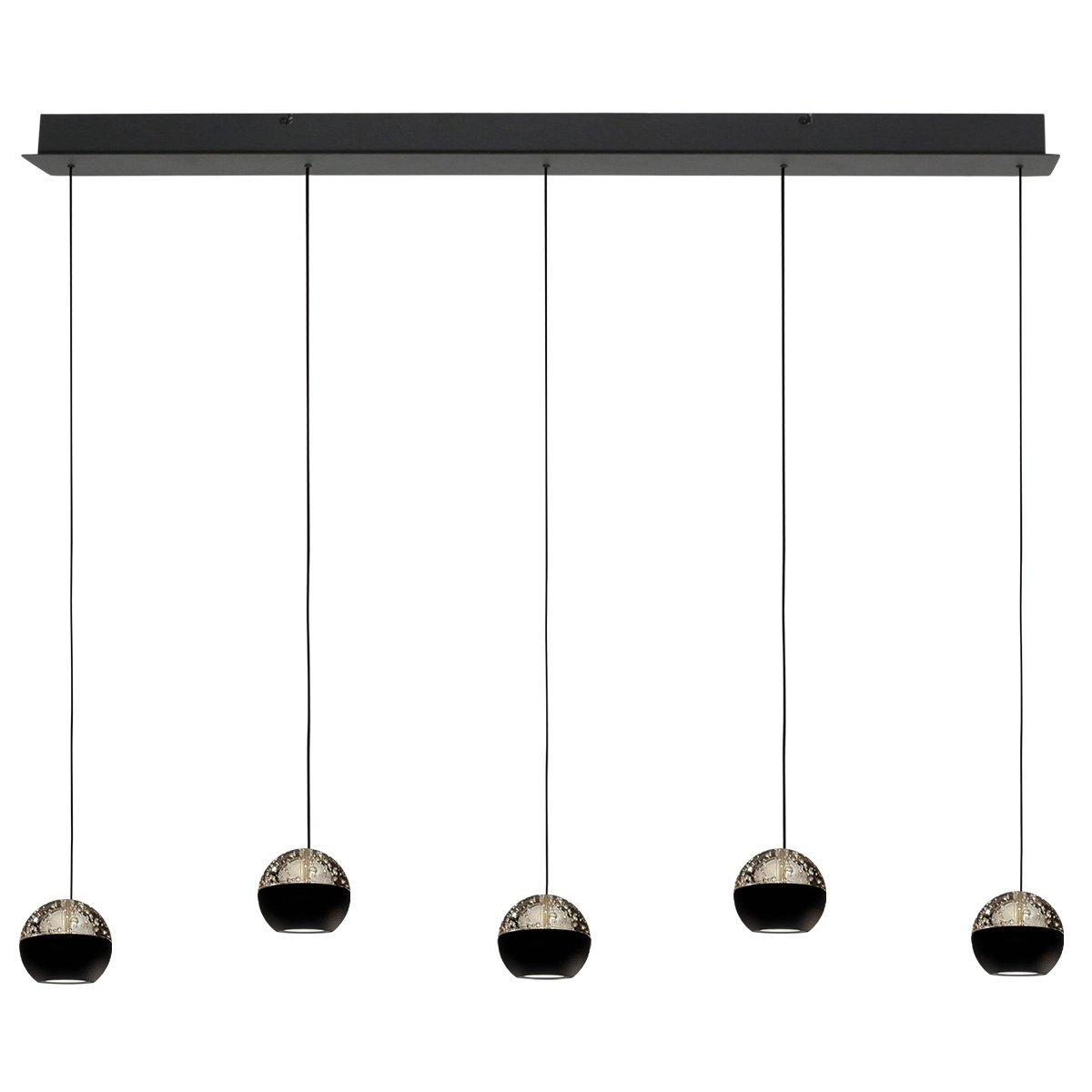 5-licht eettafel hanglamp Belluno led - zwart met glas Steinhauer 8712746183900