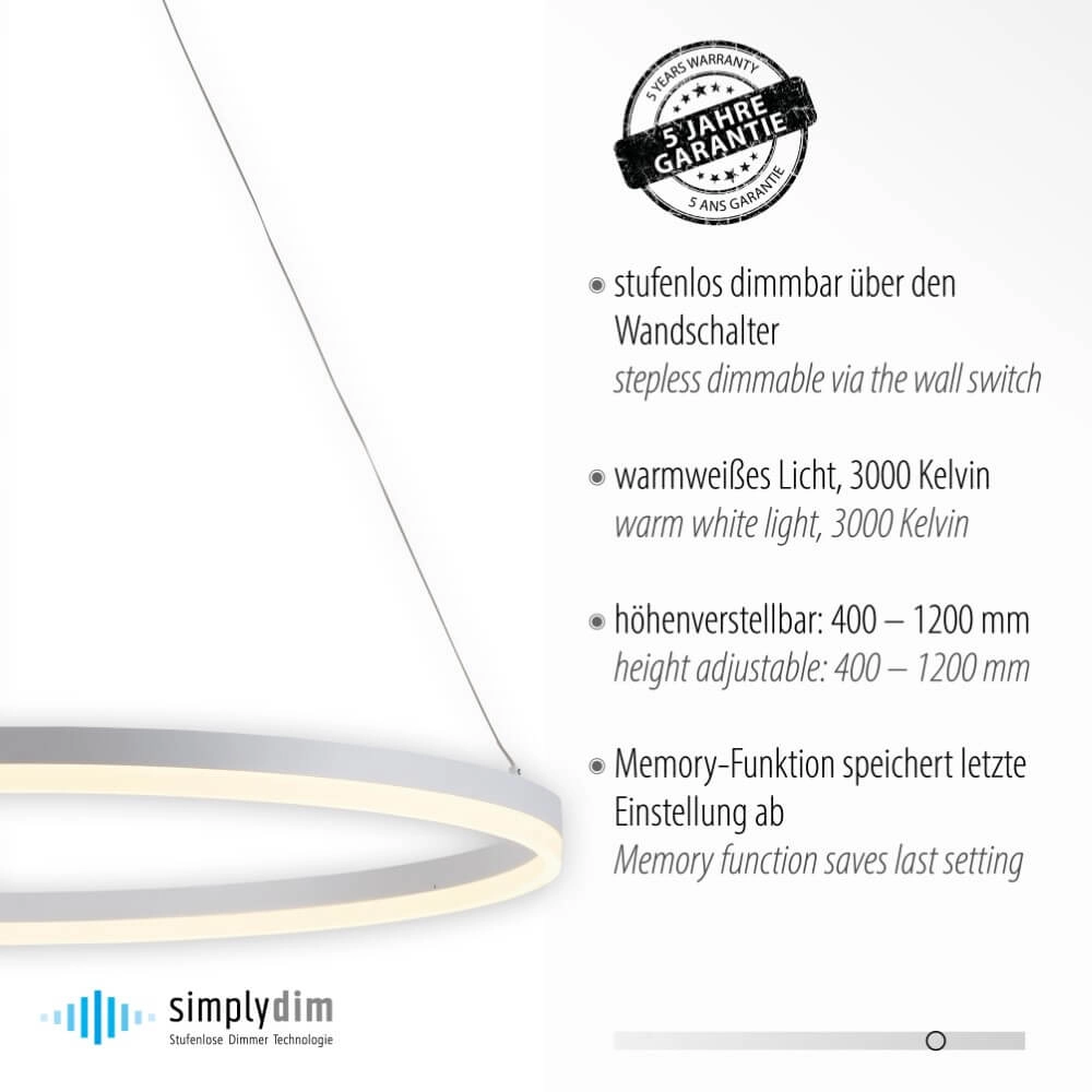 Moderne hanglamp Titus Ø 80cm wit Paul Neuhaus 4012248365373