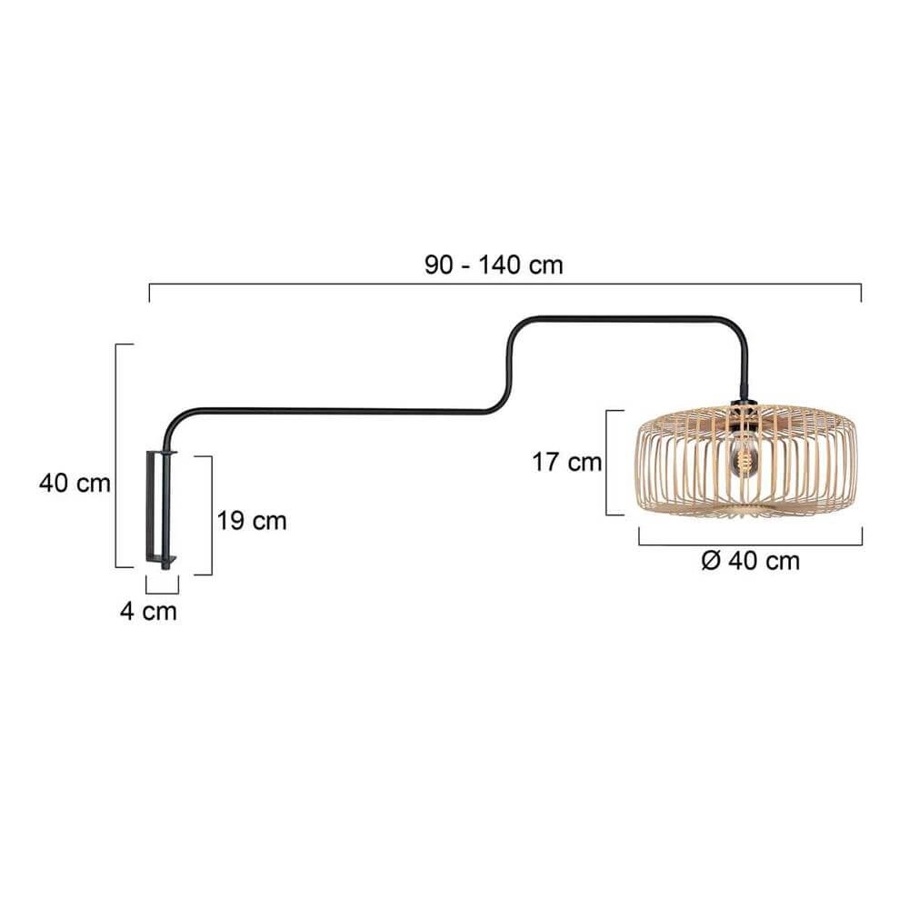 Wandlamp Bloeba zwart met bamboe Steinhauer 8712746176926