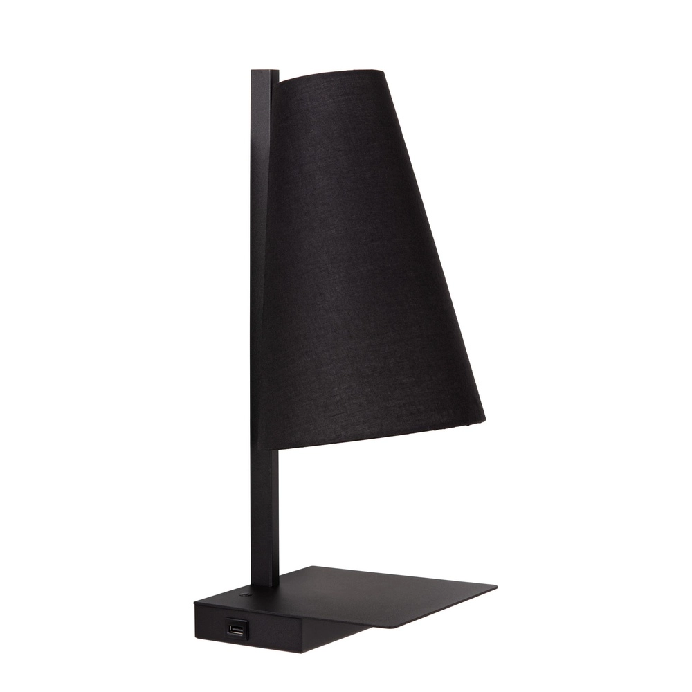 Design bedlampje Gregory zwart met USB oplaadpunt