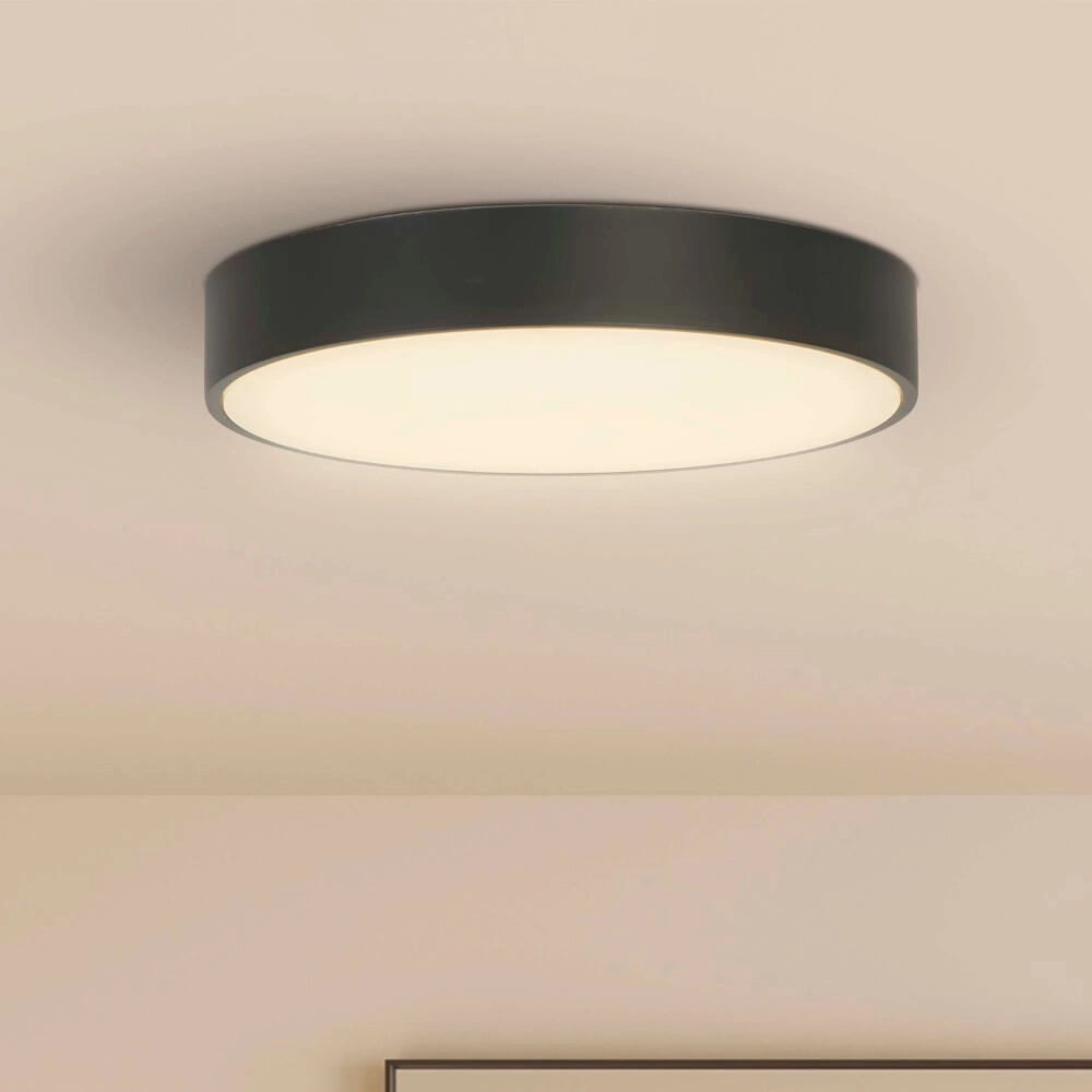 Plafondlamp Palma zwart met wit venster Searchlight 5053423273303