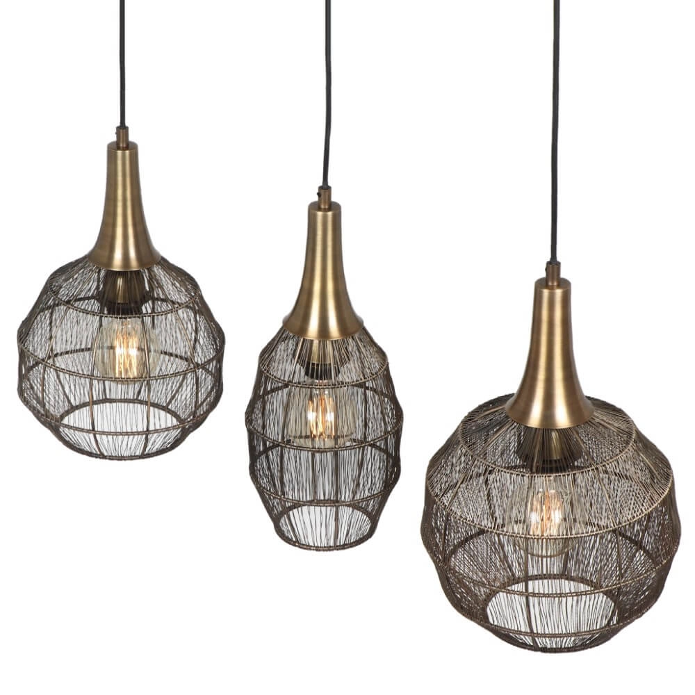 Landelijke eettafelhanglamp Soraya brons Trio 4017807617504