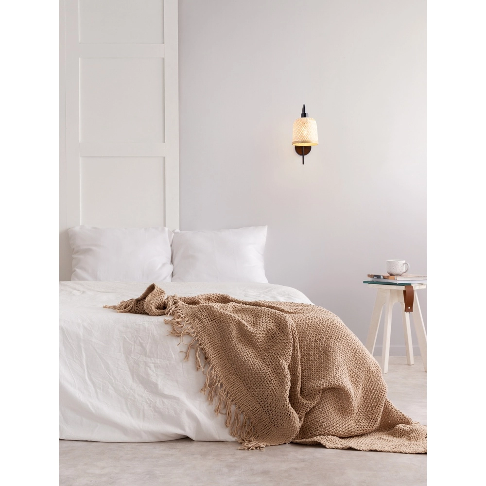 Wandlamp Intra zwart met bamboe kapje Lyora 5212017454812