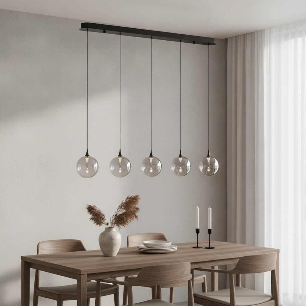 Hanglamp Orenda recht 5-lichts smoke glas