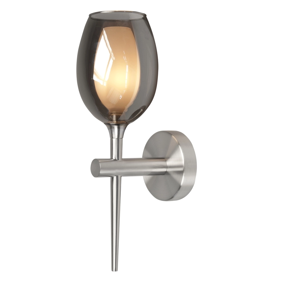 Wandlamp Belle nikkel met smoke glas