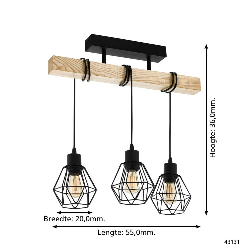 Houten plafondlamp Townshend 5 Eglo 9002759440749