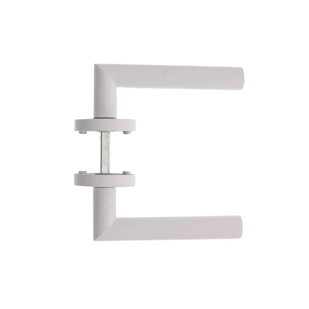 Strakke deurklink Bastian rond rozet wit Intersteel 8714186494028