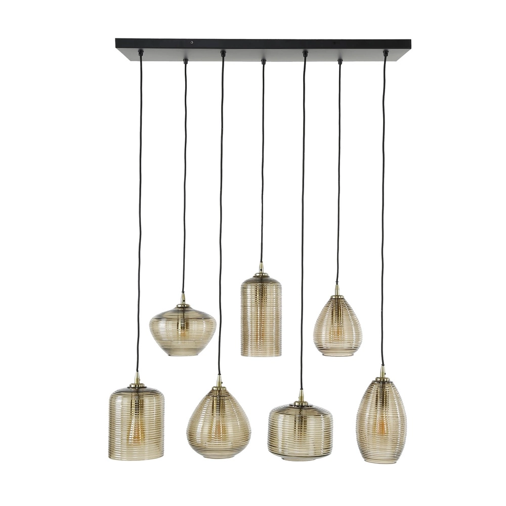 Eetkamer hanglamp Stripe 7-lichts - geribbeld glas Lyora 8716803511125