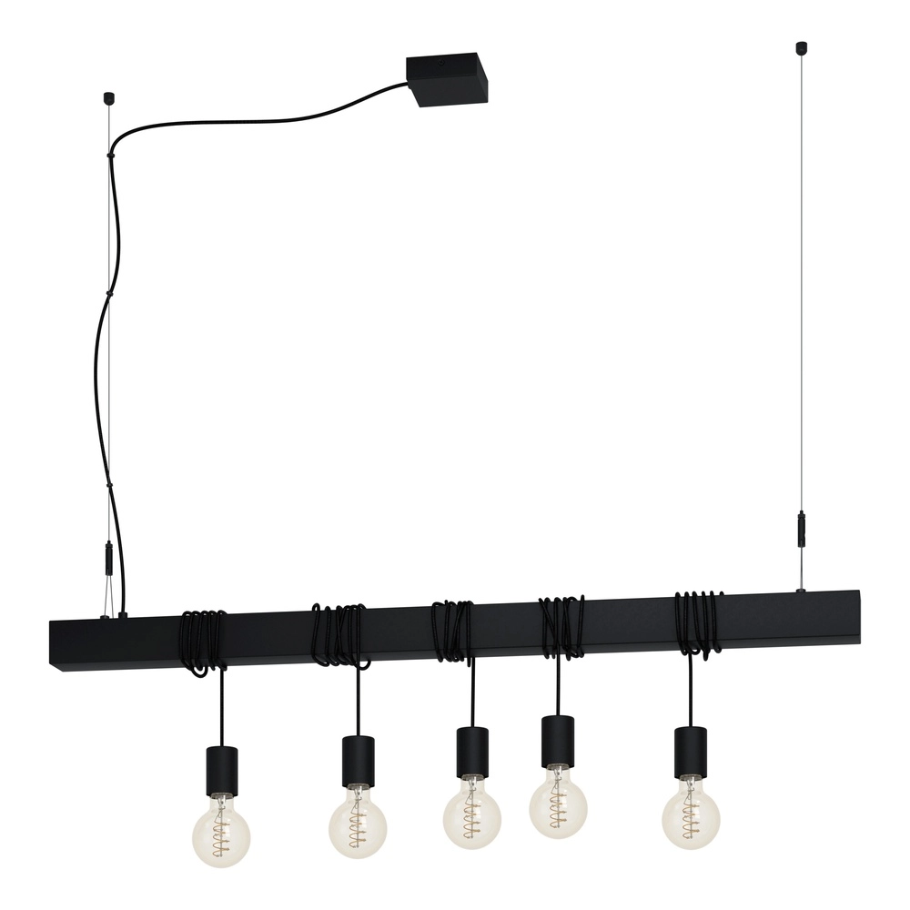 5-lichts hanglamp Townshend-B zwart - eettafel