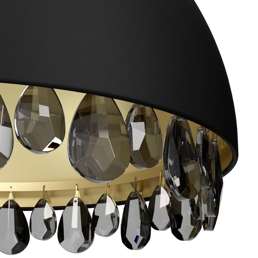 Zwarte hanglamp met kristal Gaetano 2 Ø 45cm Stars of Light 9002759399498